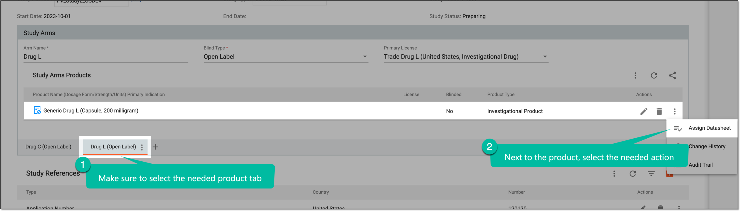 Selecting to assign data sheet