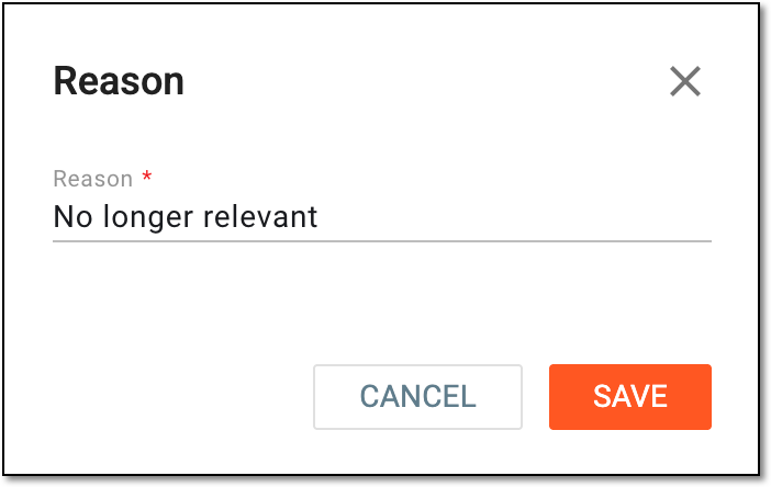 Providing reason for email template deletion
