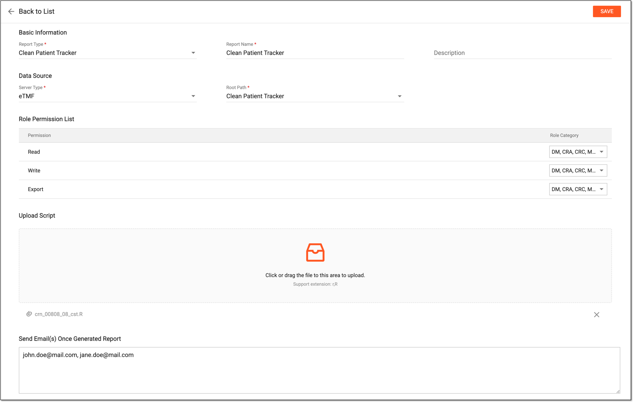 Configuring script-generated report