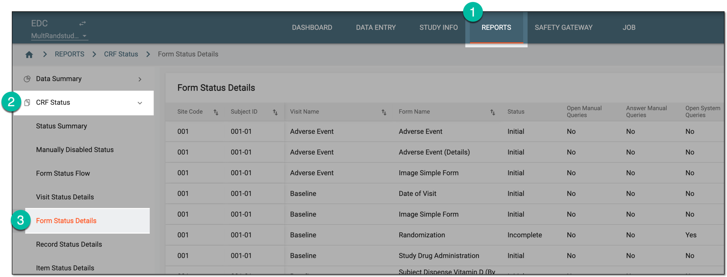 Accessing form status details