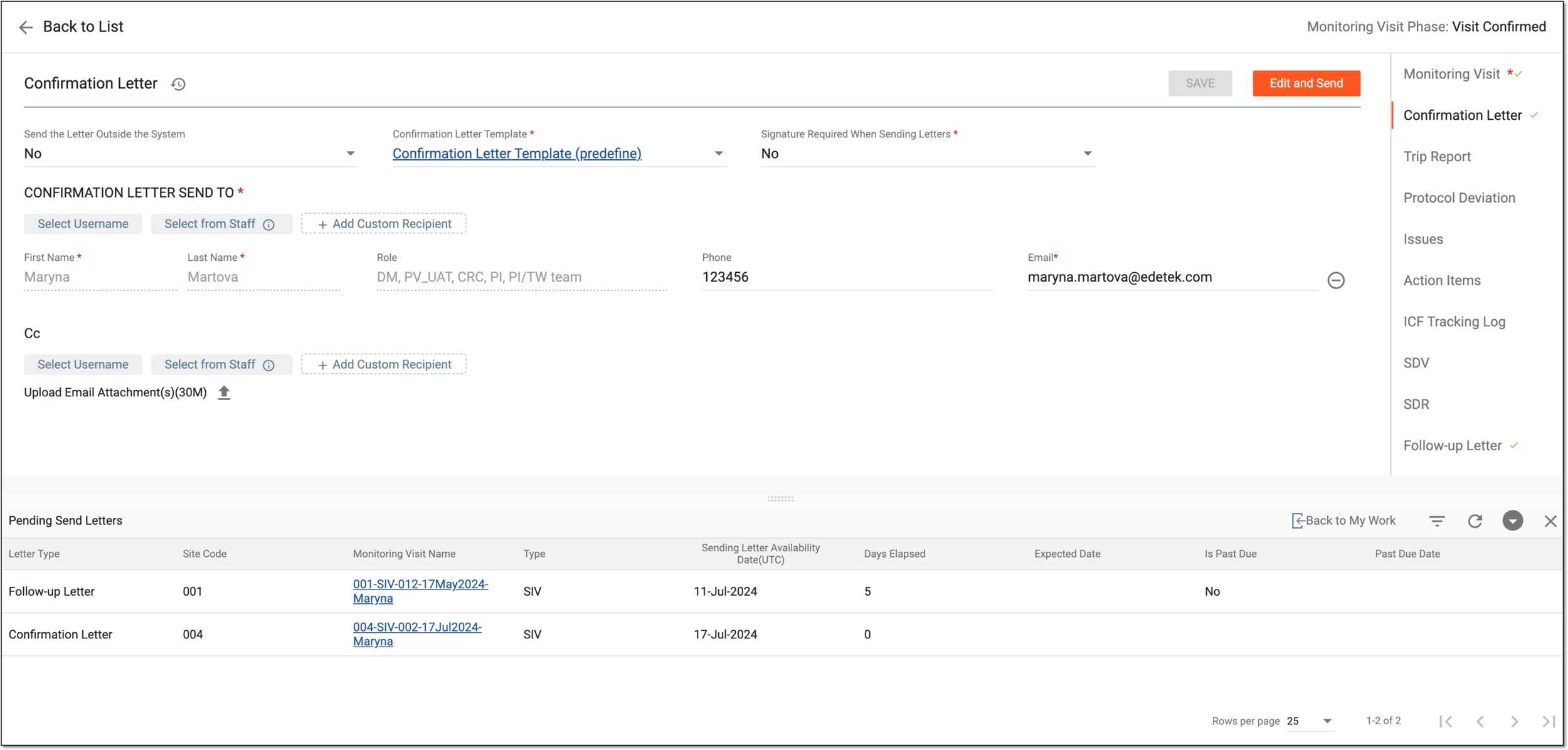 Working on monitoring visit task