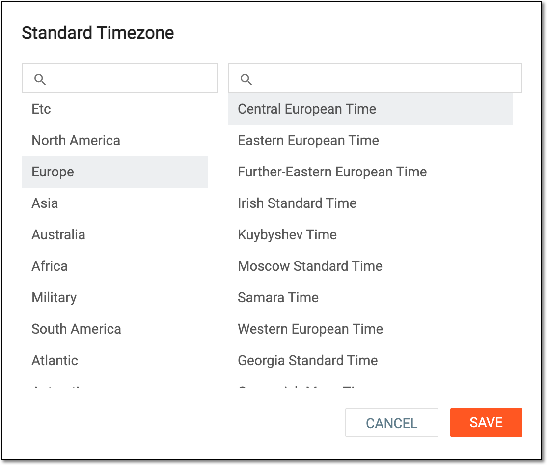 Selecting time zone
