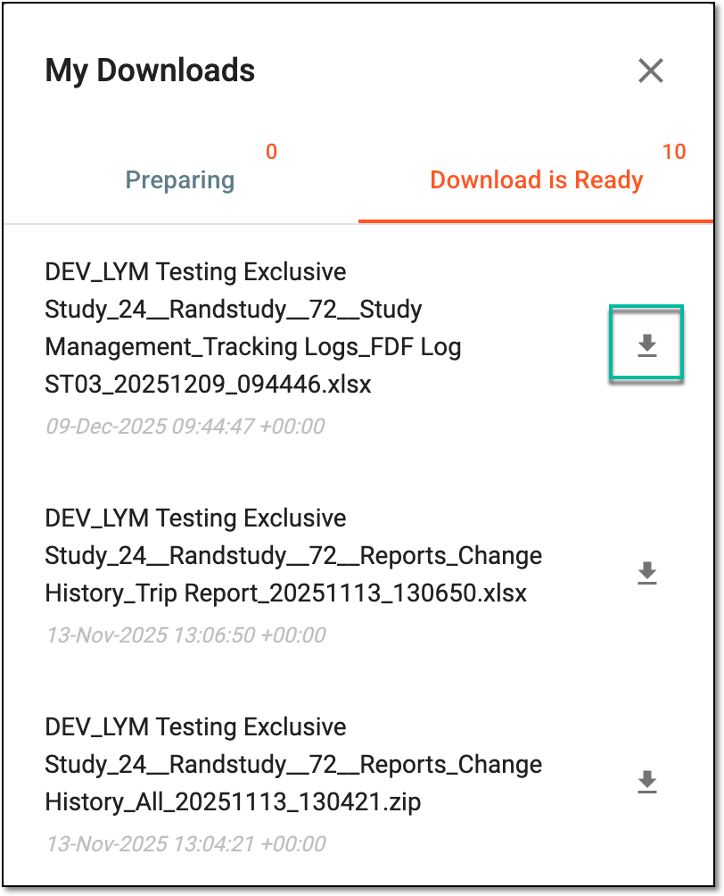 Downloading exported tracking log entries