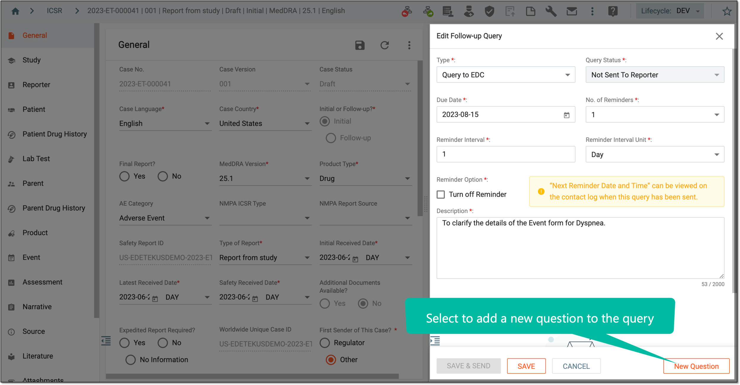 Adding question to query