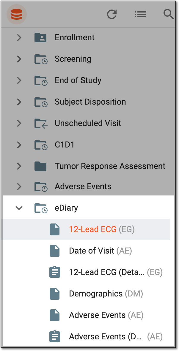 Accessing eDiary visit and form