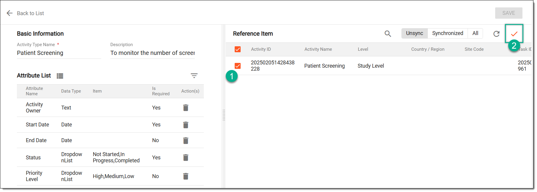 Syncing activities