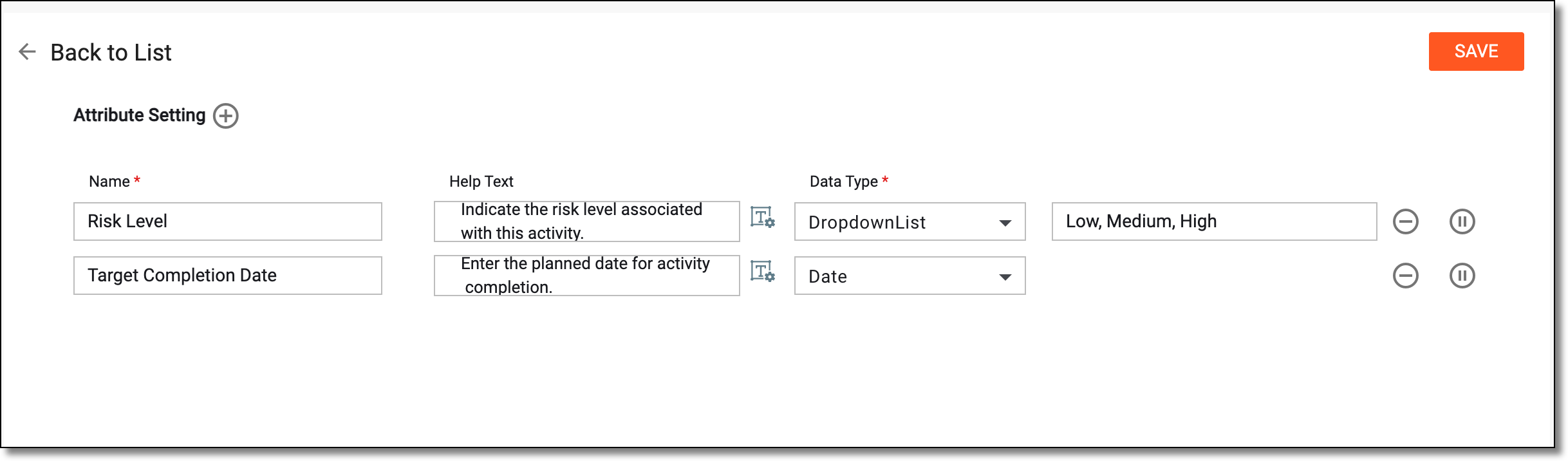 Creating attribute templates