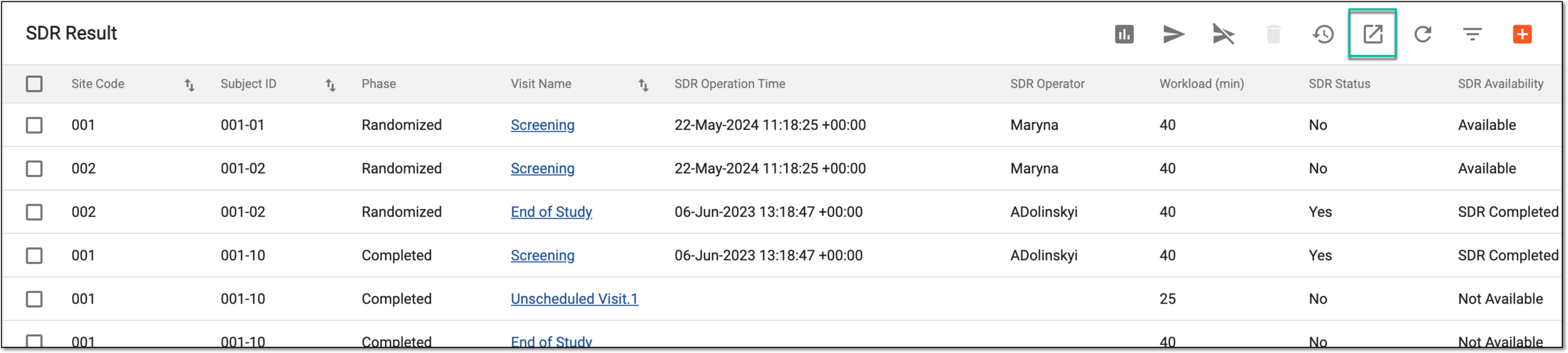 Selecting to export data