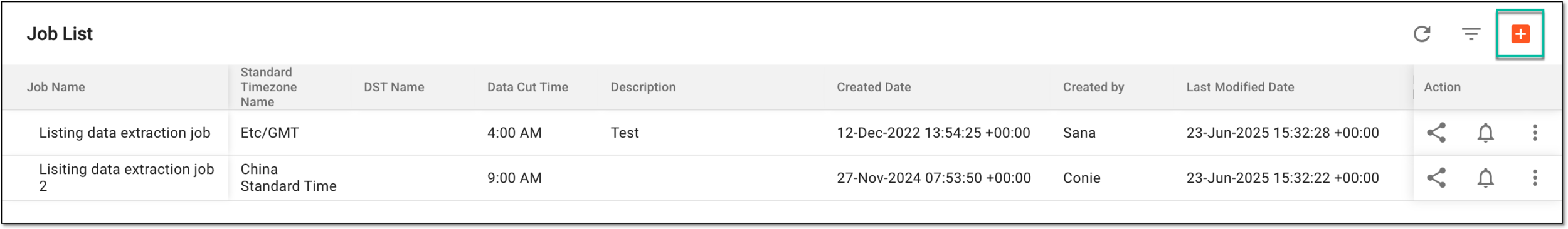 Selecting option to add listing data extraction job