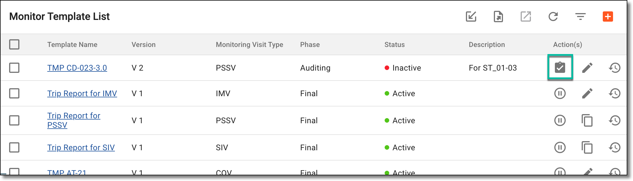 Approving monitor template