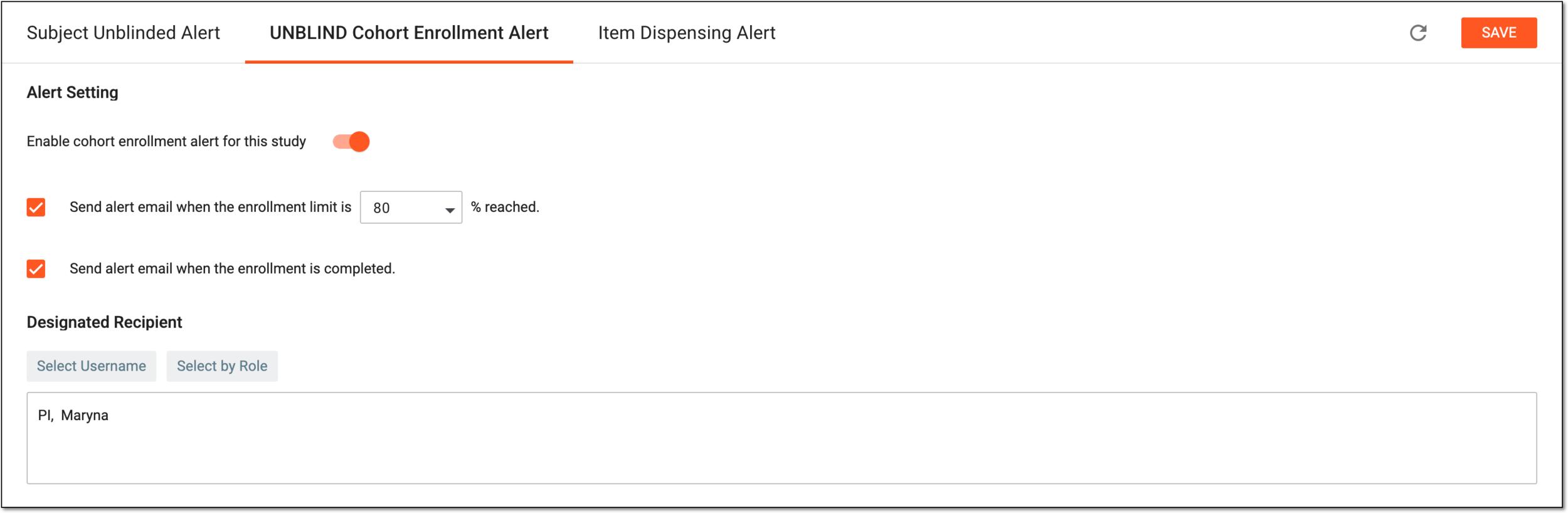 Configuring cohort enrollment alert