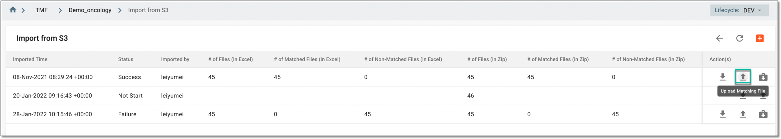 Accessing option to upload updated file