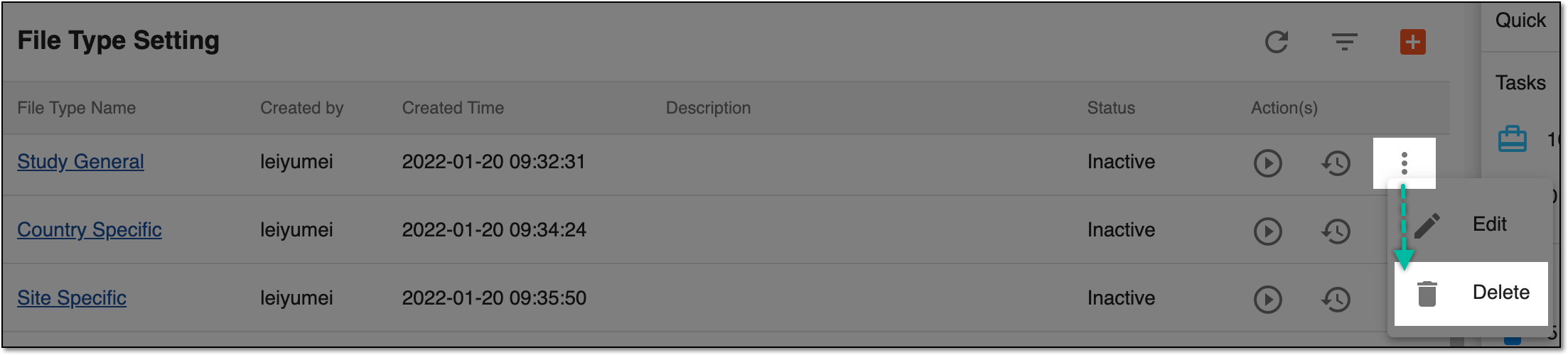 Deleting custom file type