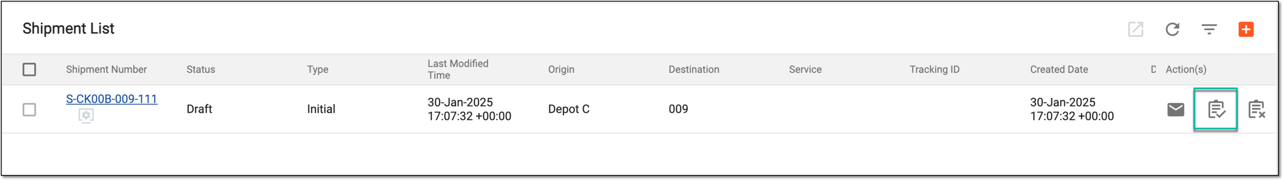 Confirming initial shipment request