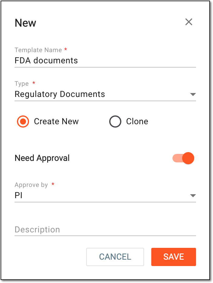 Creating new tracking log template