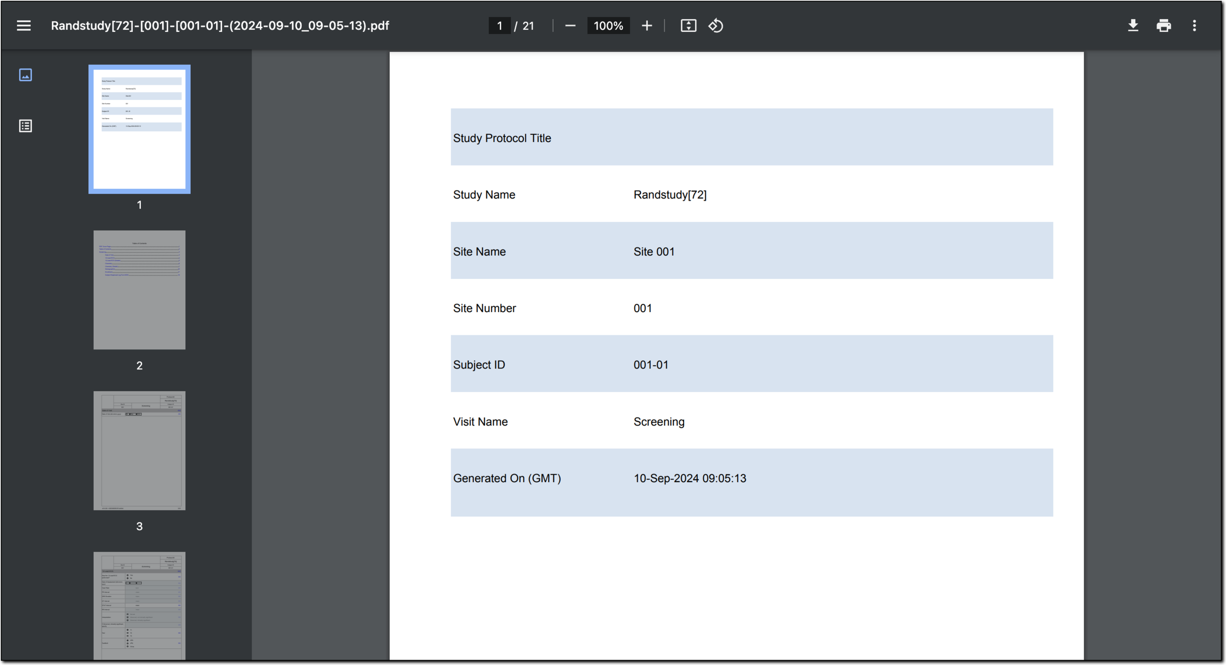 Previewing visit PDF