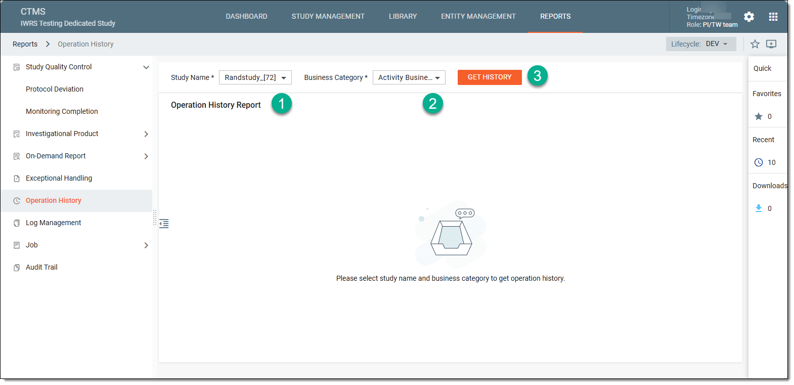 Selecting study and business category