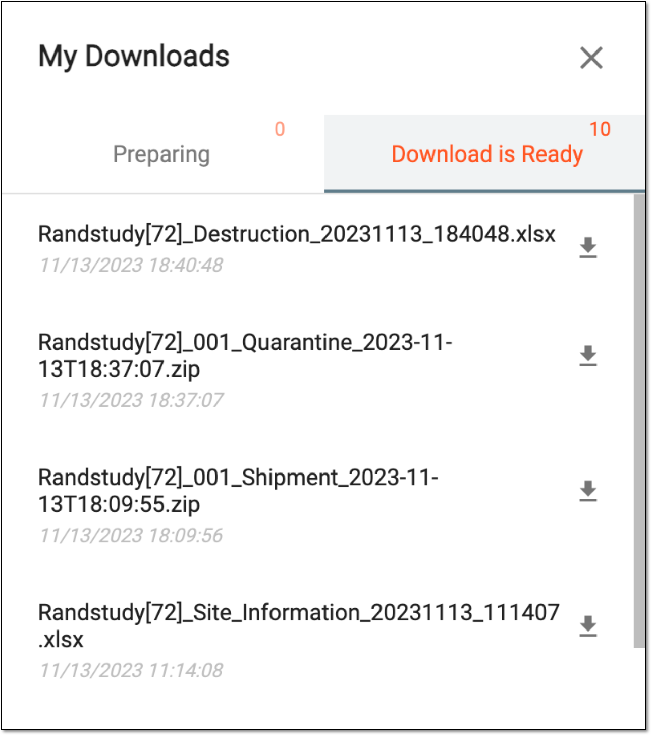 Viewing downloads