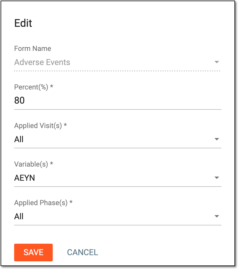 Editing SDV setting record by form
