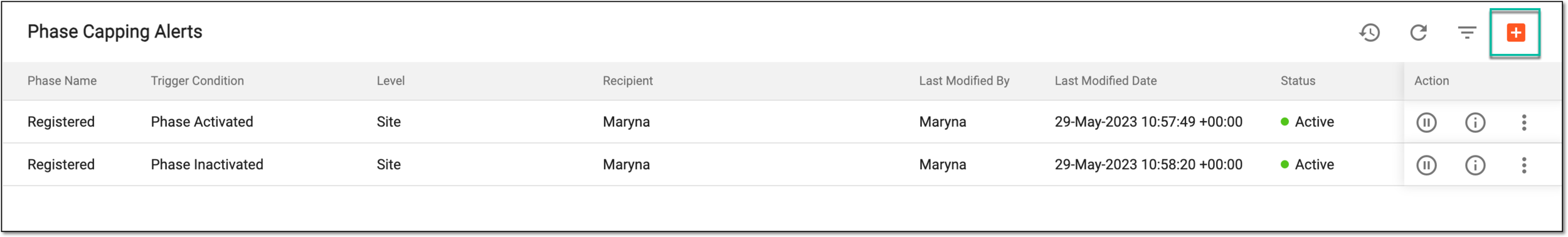 Adding phase capping alert