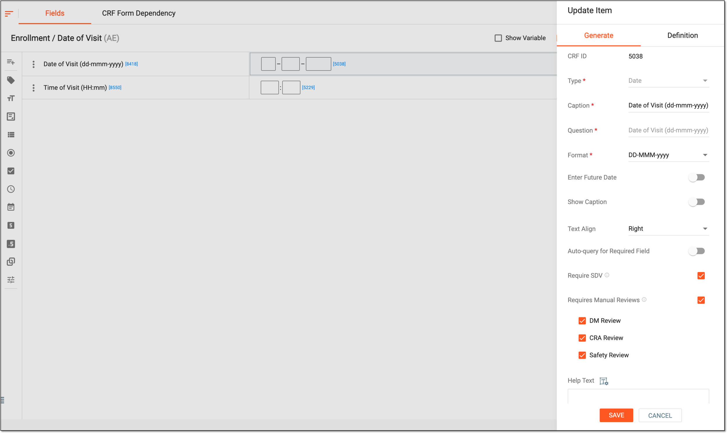 Editing item example
