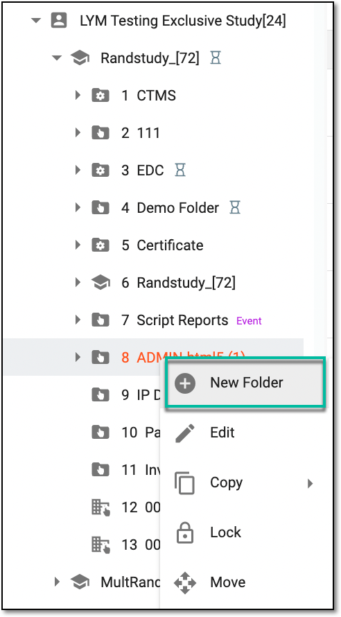 Accessing option to create custom folder at folder level