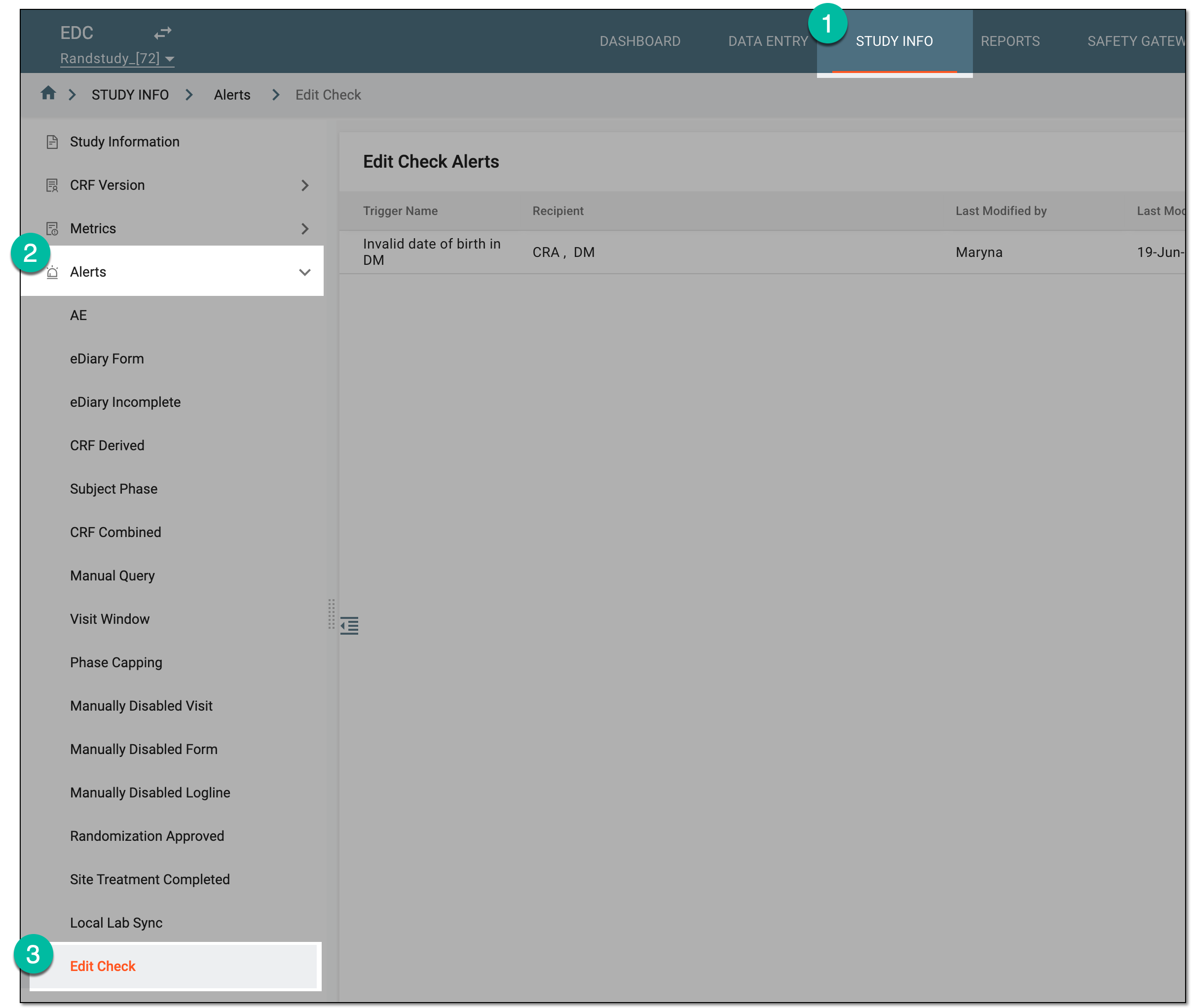 Accessing edit check alerts