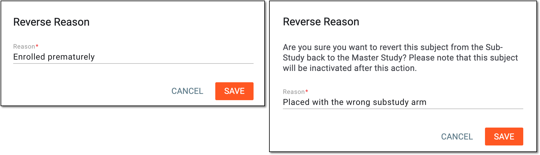 Examples of confirming phase reversal with reason
