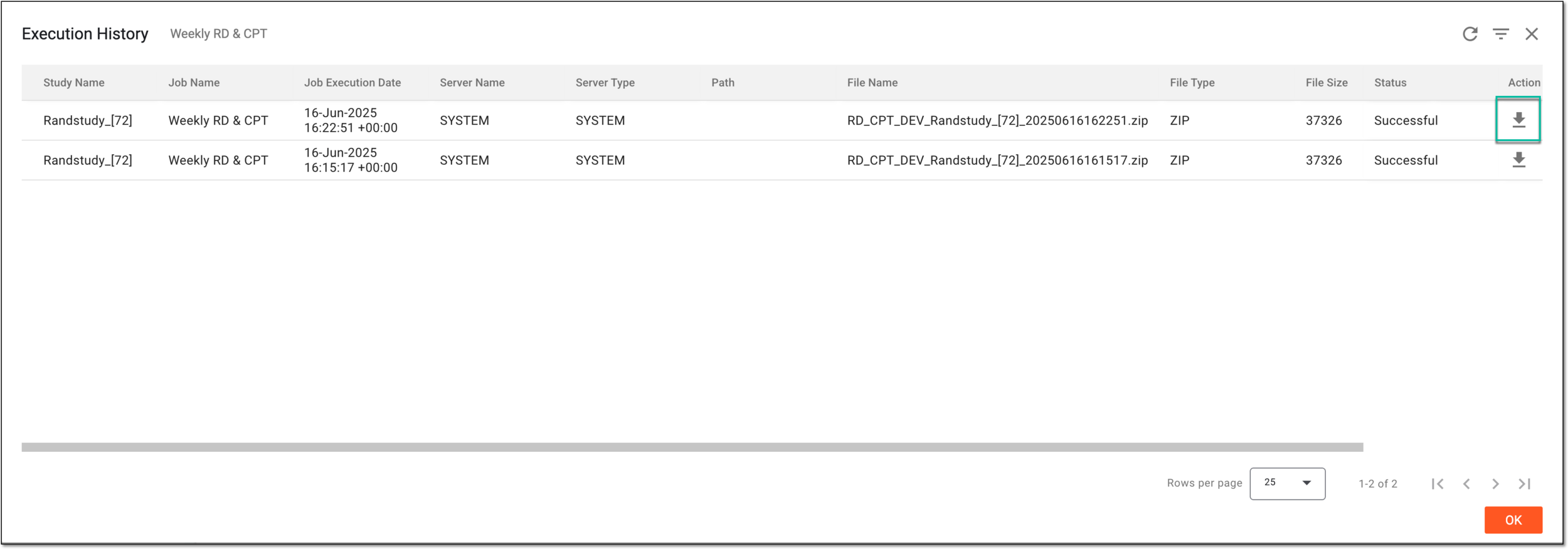 Downloading files extracted by executed jobs