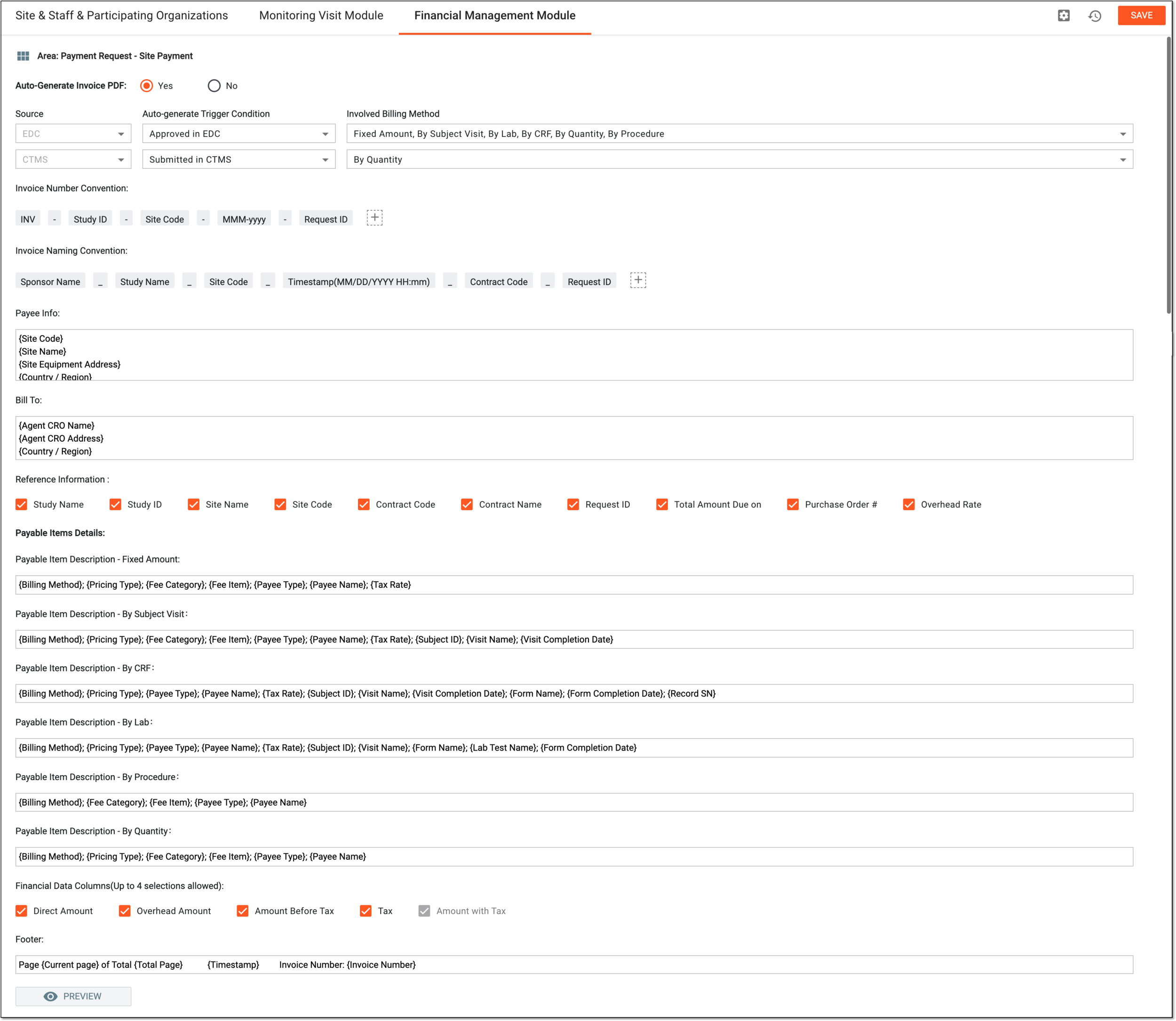 Configuring invoice file autogeneration details