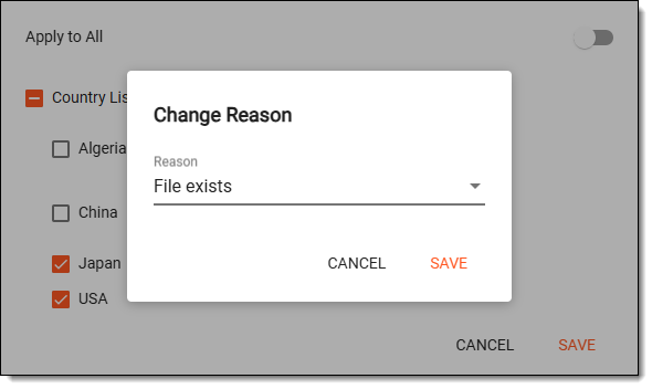 Specifying reason for change