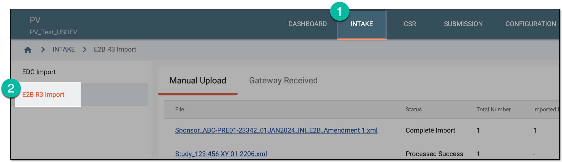 Accessing E2B R3 import