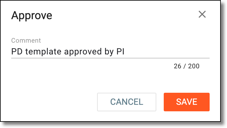Entering comment to confirm approval