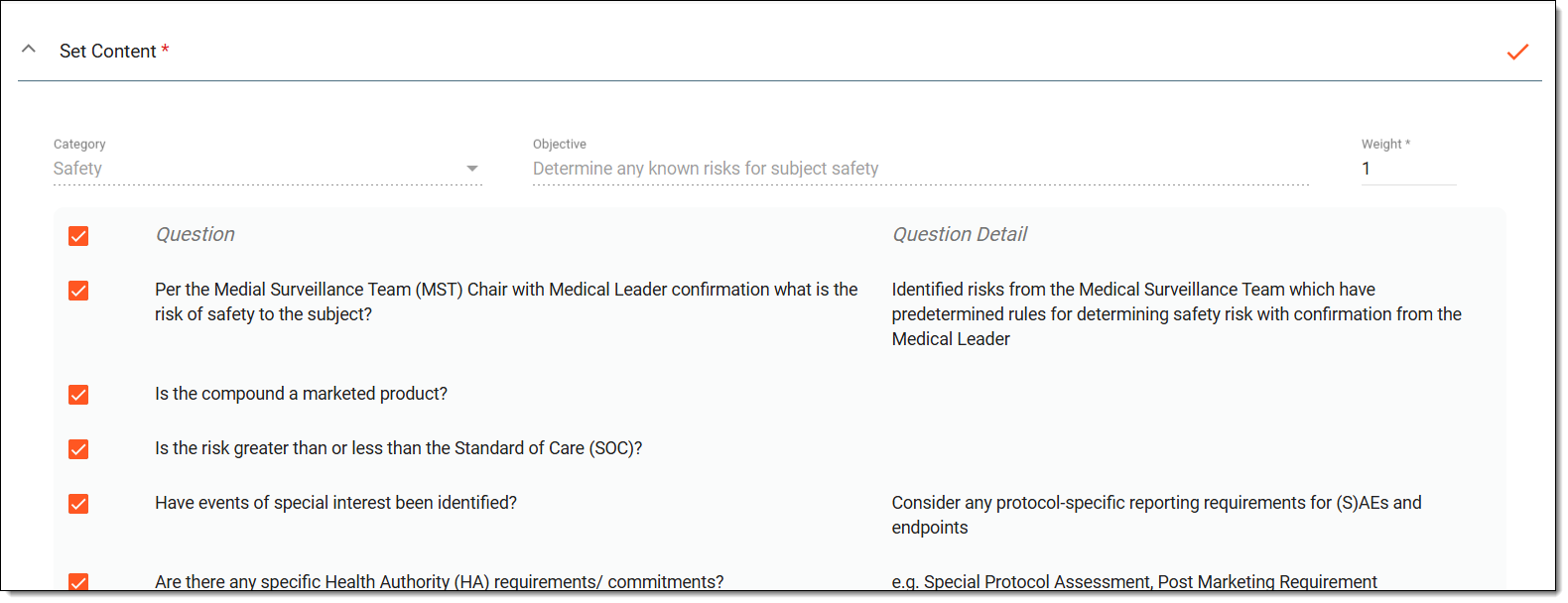Adding risk assessment. Set content