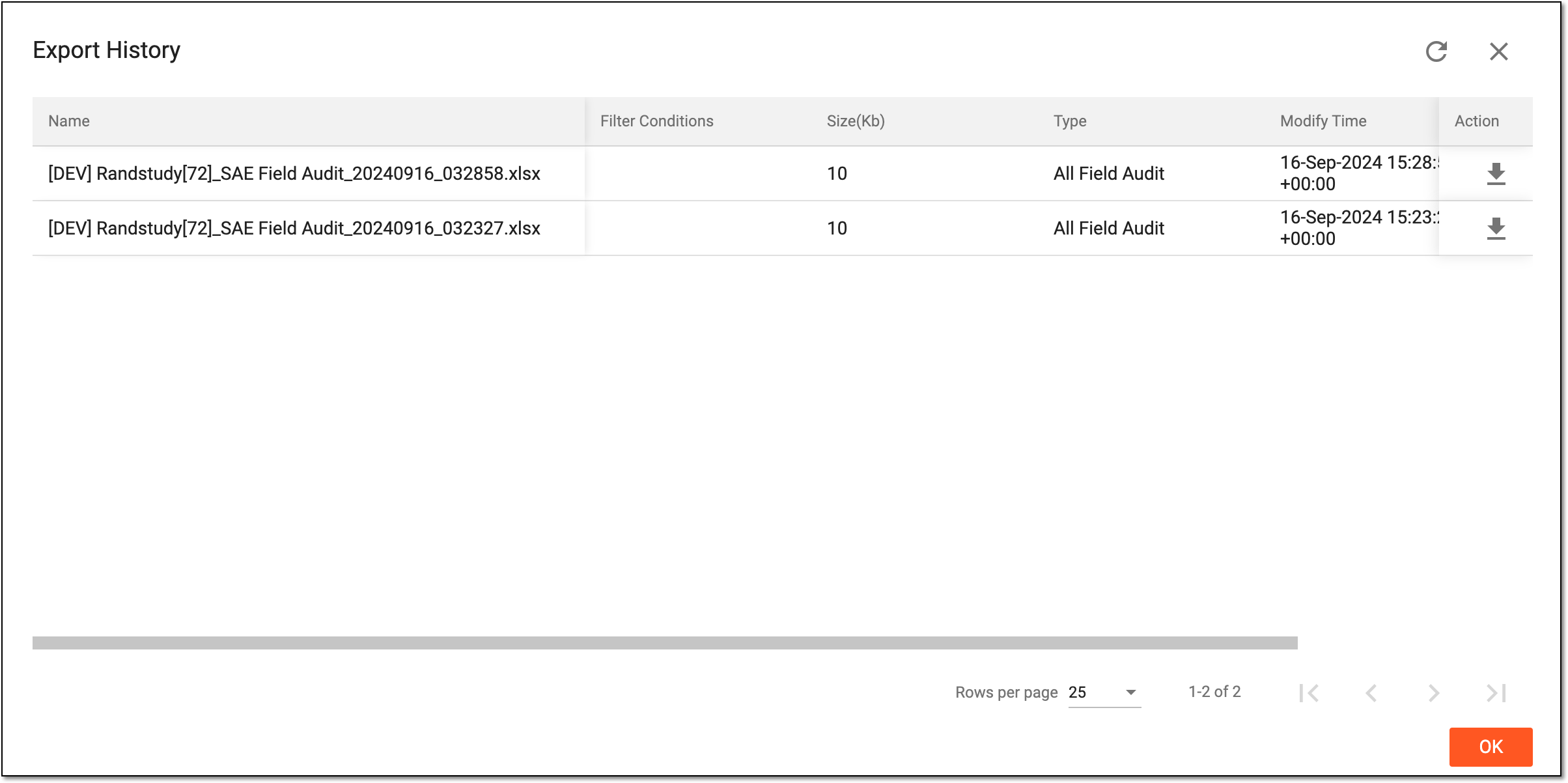 Downloading SAE report file from history