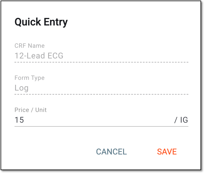 Entering price for CRF at all visits
