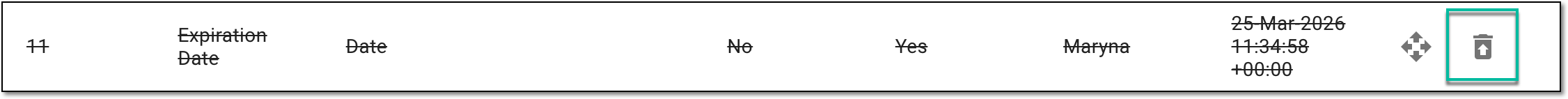 Restoring previously deleted data element