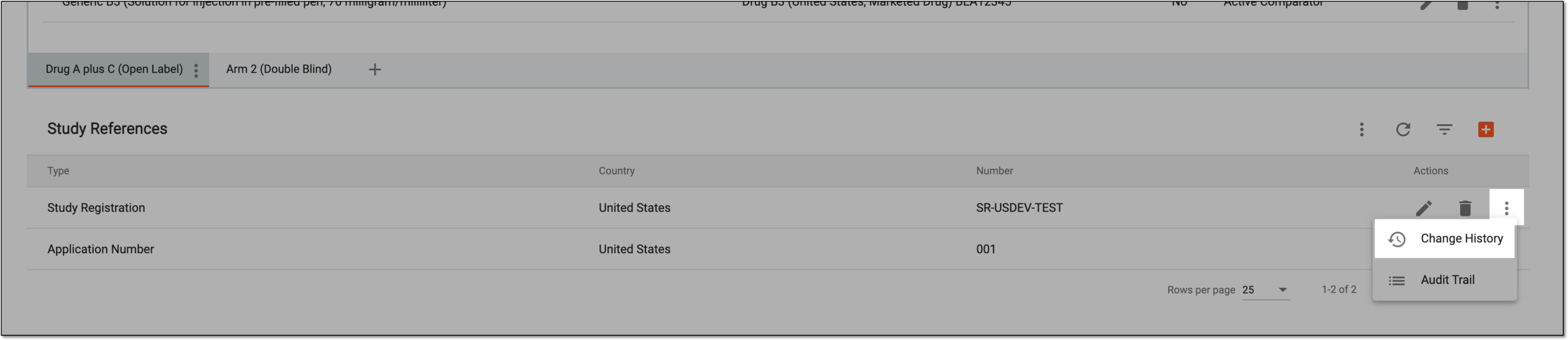 Selecting to view change history