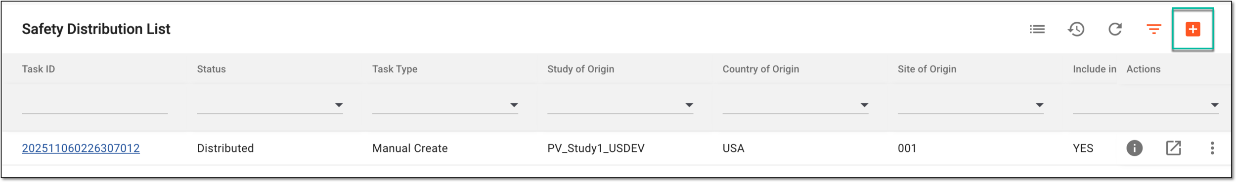 Selecting option to add safety distribution task