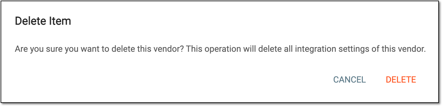 Confirming vendor setting deletion