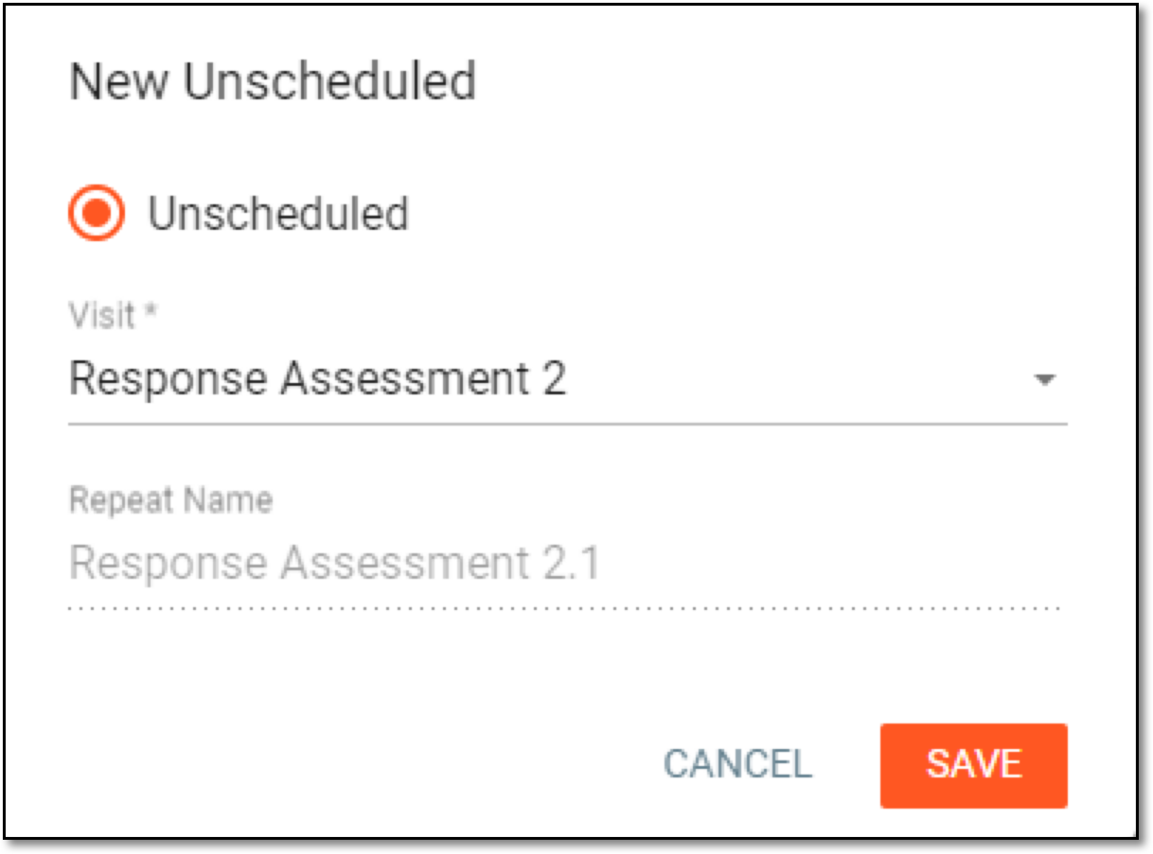 Adding unscheduled visit