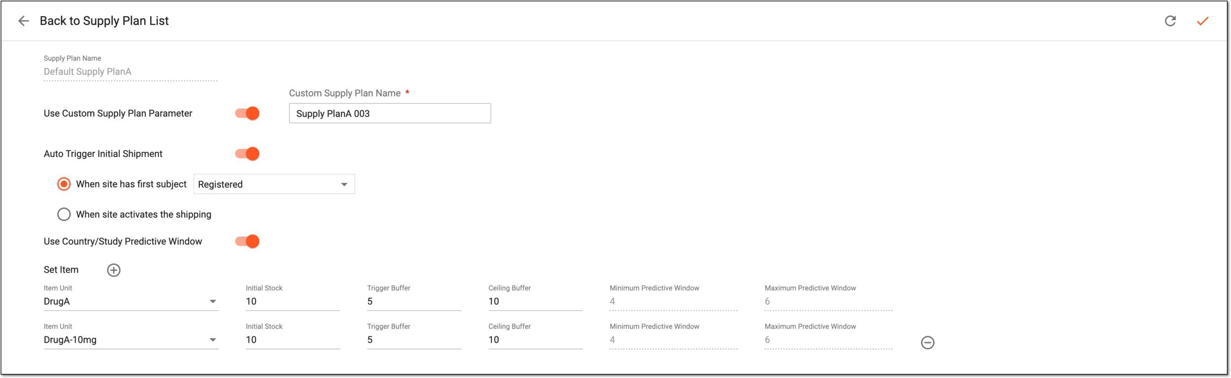 Editing supply plan for site