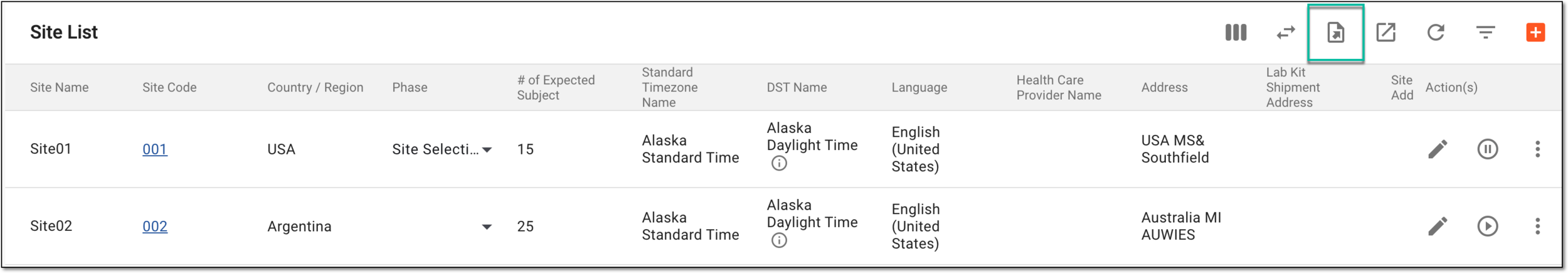 Accessing study site export history