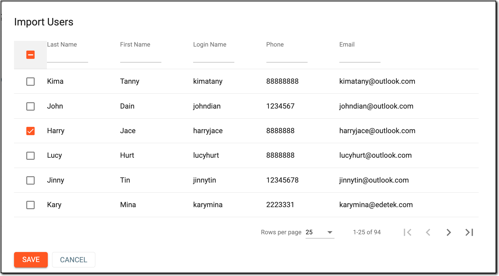 Selecting users to add to group