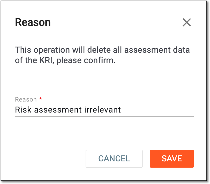 Providing reason for risk assessment deletion