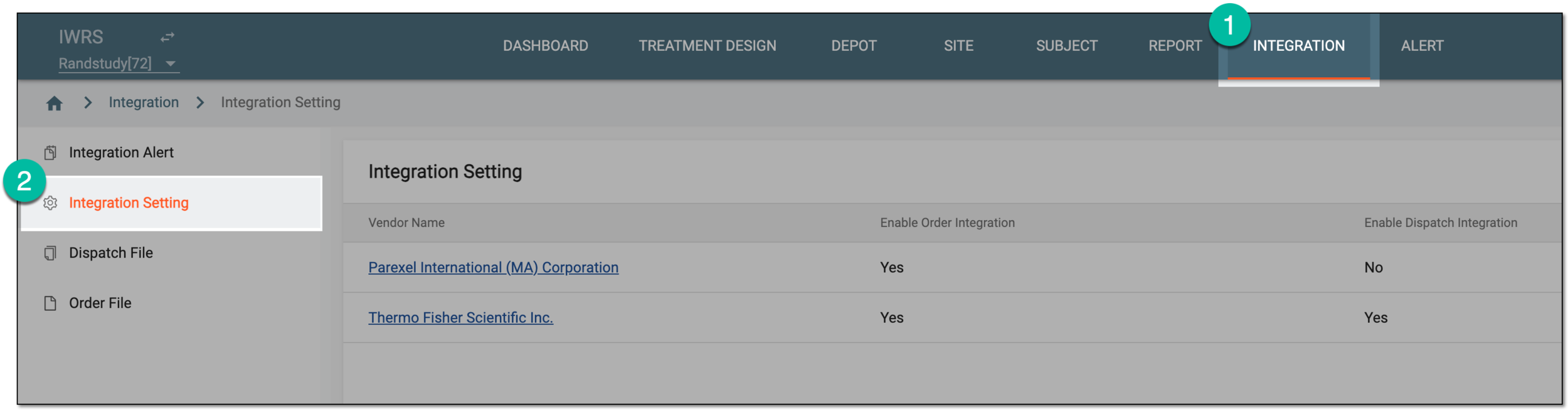 Accessing integration setting