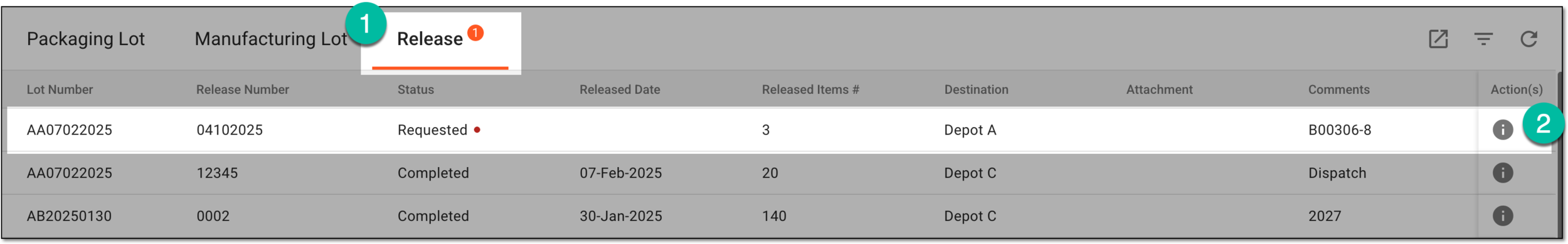 Accessing release request processing