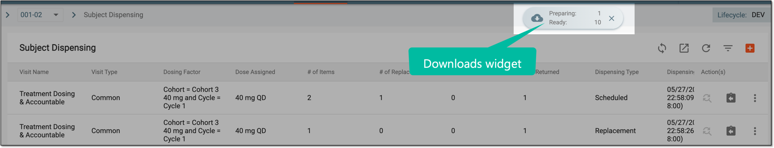 Downloads widget