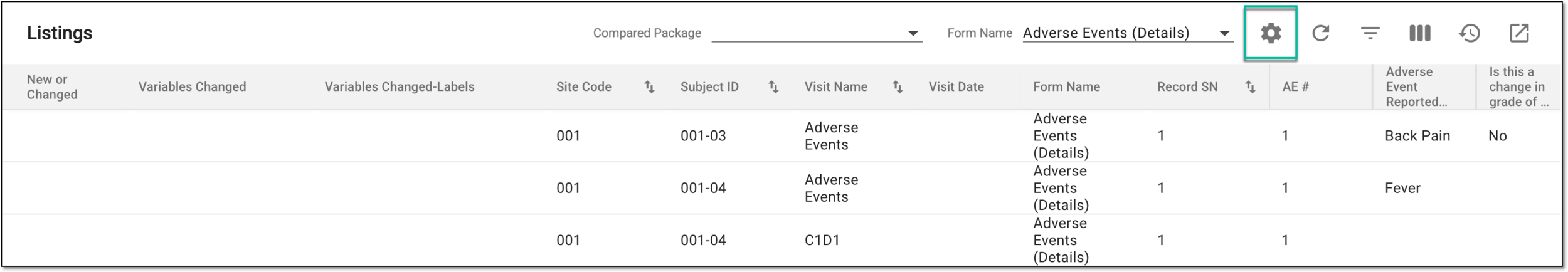 Accessing listing report settings