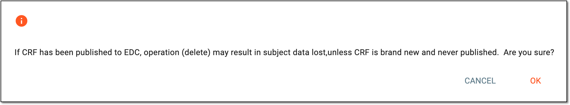 Confirming cycle group deletion may result in data loss